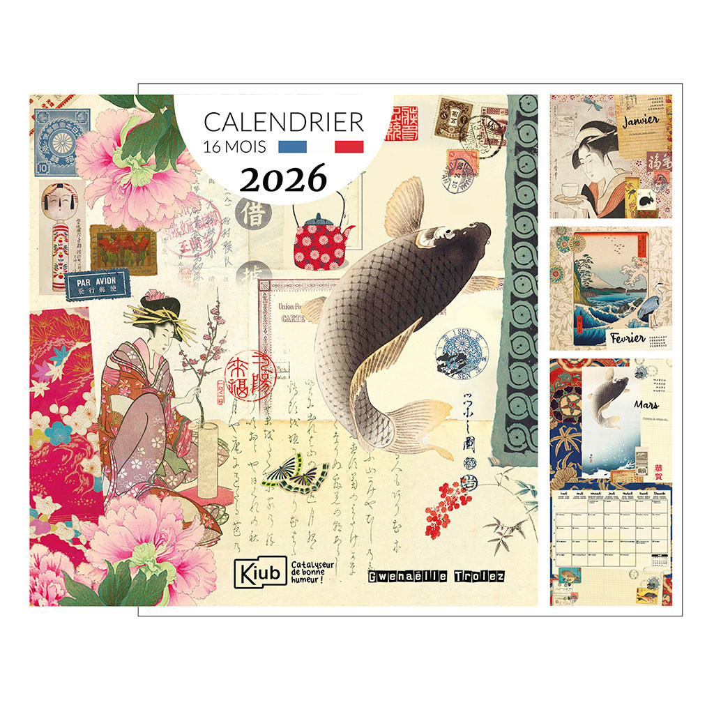 KIUB Calendrier Classique 16 Mois 2026 Gwenaelle Trolez Japon