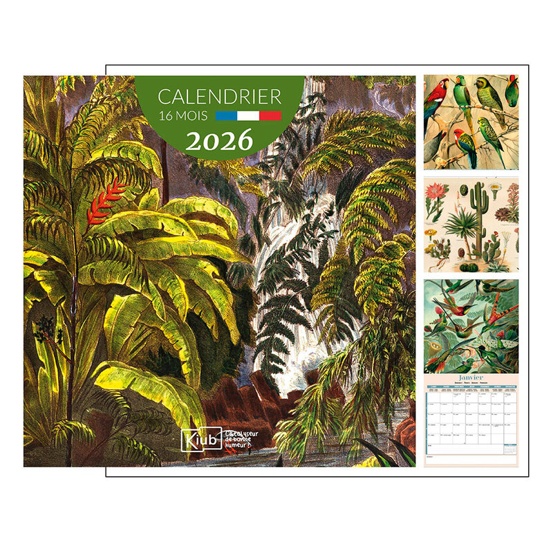 KIUB Calendrier Classique 16 Mois 2026 The Dybdahl Co. - Nuancier Vert