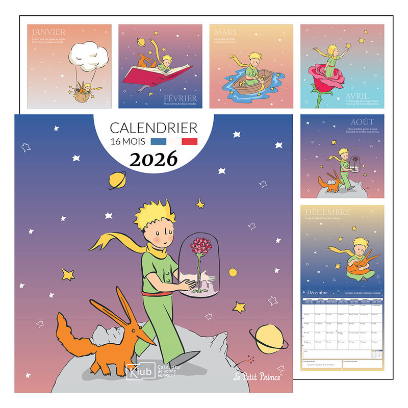 KIUB Calendrier Classique 16 Mois 2026 Le Petit Prince Dégradé