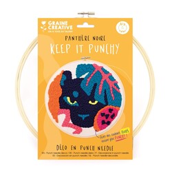 GRAINE CREATIVE Kit Punch Needle Panthere Noire Ø250 Mm