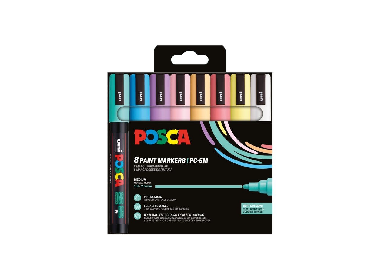 UNI-BALL Posca Pochette 8 Marqueurs Pc5M Couleurs Douces