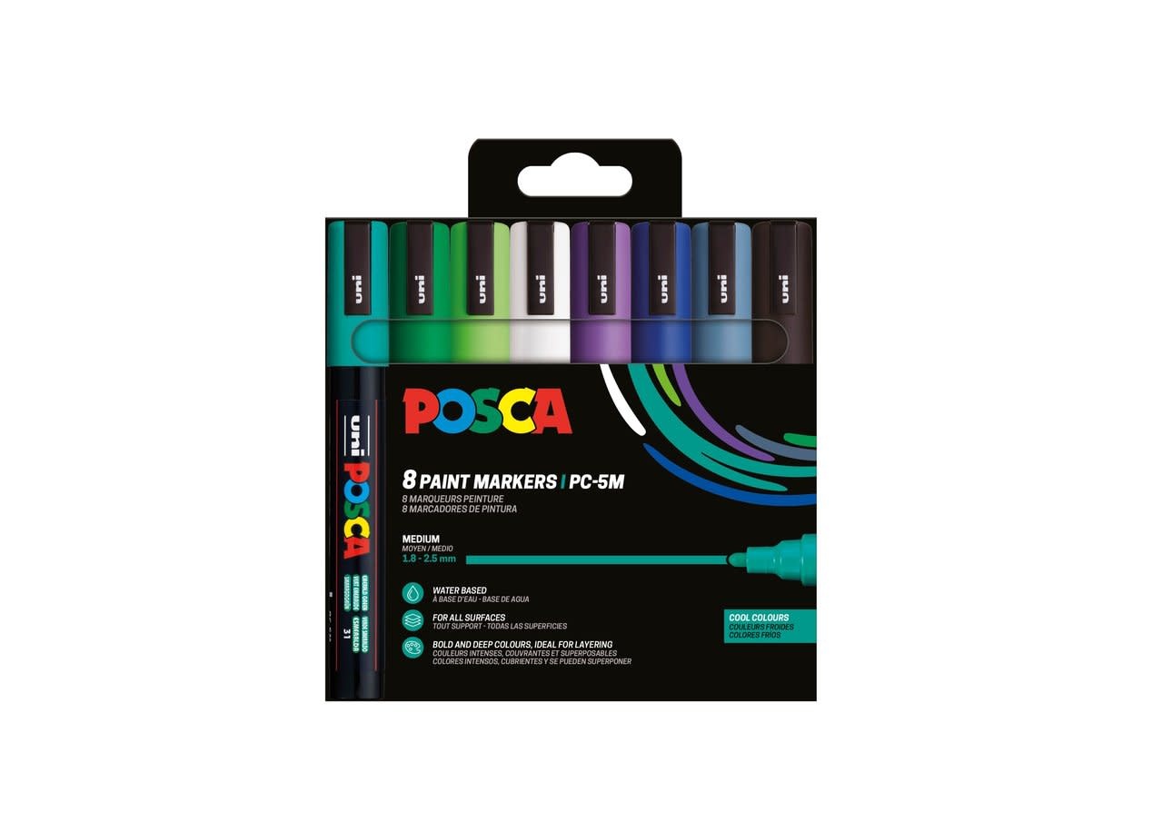 UNI-BALL Posca Pochette 8 Marqueurs Pc5M Couleurs Froides