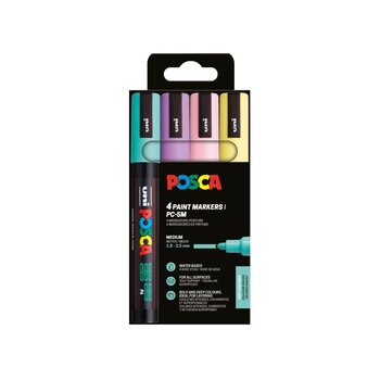 UNI-BALL Posca Pochette 4 Marqueurs Pc5M Couleurs Douces