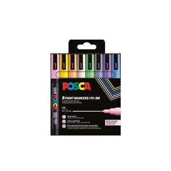 UNI-BALL Posca Pochette 8 Marqueurs Pc3M Couleurs Pastel