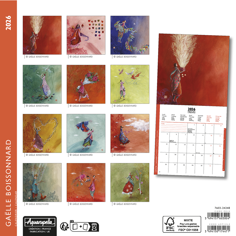 Calendriers 16x16cm 16 mois 2025-2026 Illustrations G. Boissonnard - Le départ