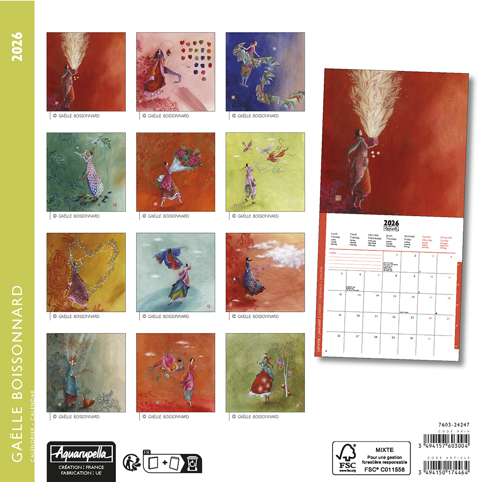 Calendriers 16x16cm 16 mois 2025-2026 Illustrations G. Boissonnard - Cerf volant
