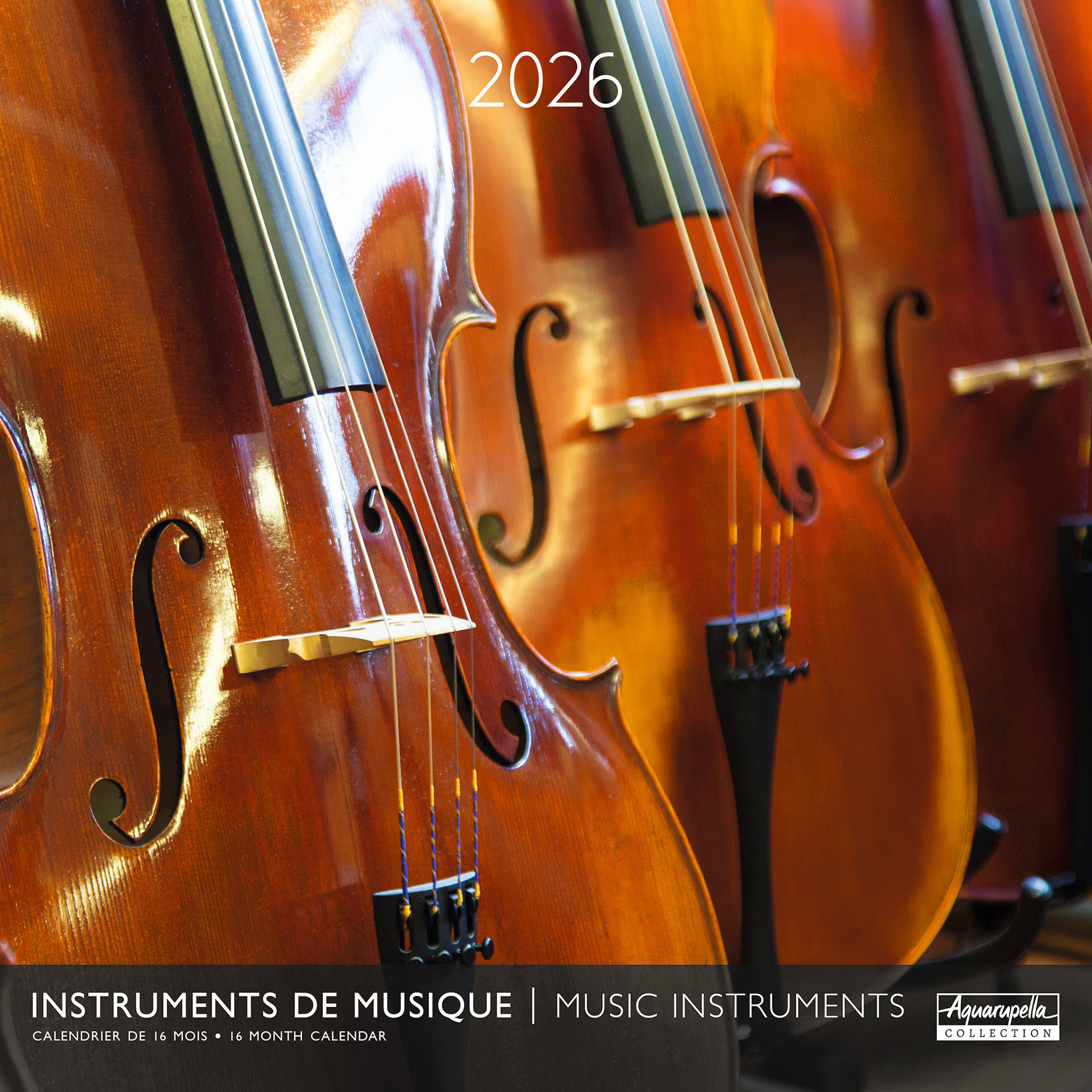 Calendriers 30x30cm 16 mois 2025-2026 Instruments de musique
