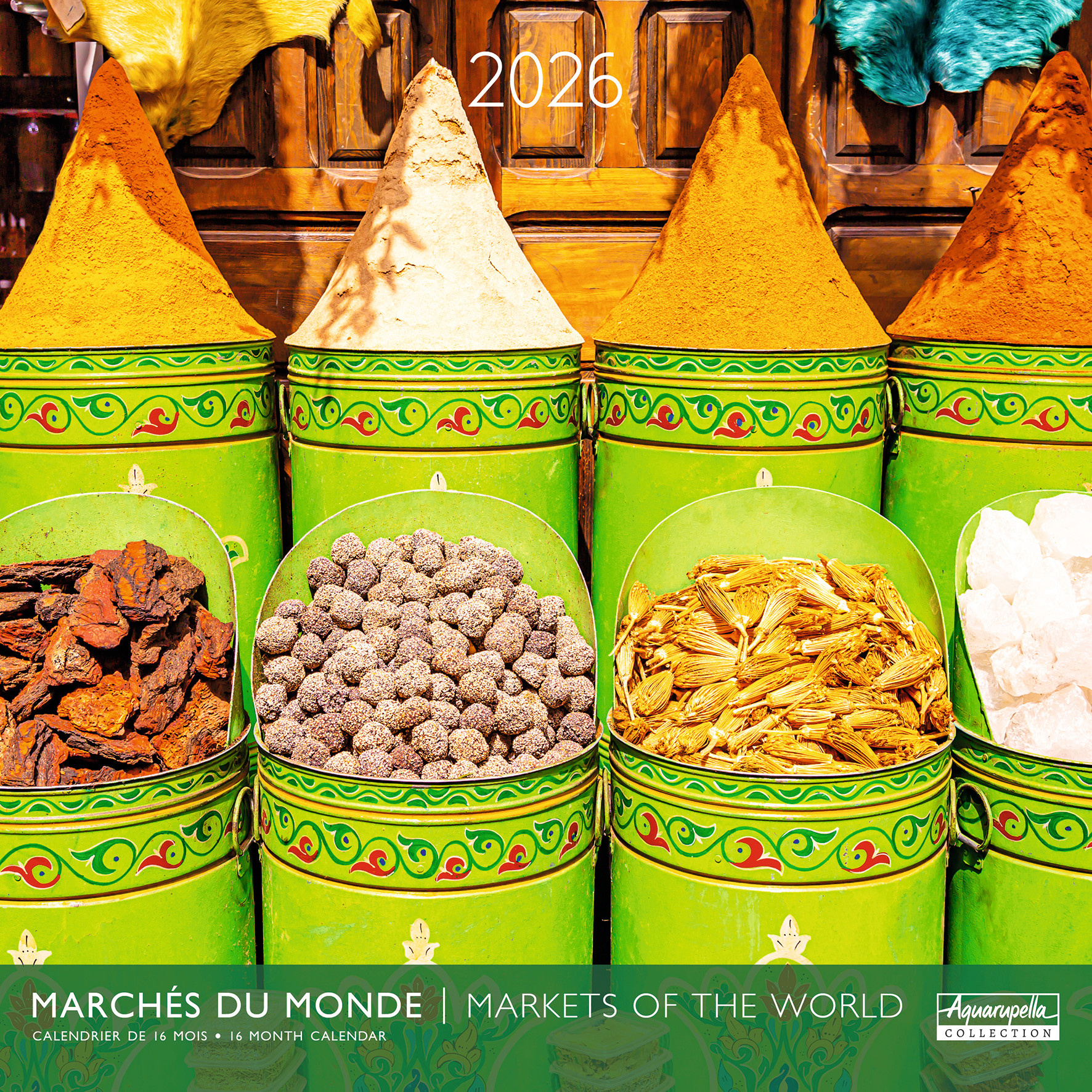 Calendriers 30x30cm 16 mois 2025-2026 Marchés du monde
