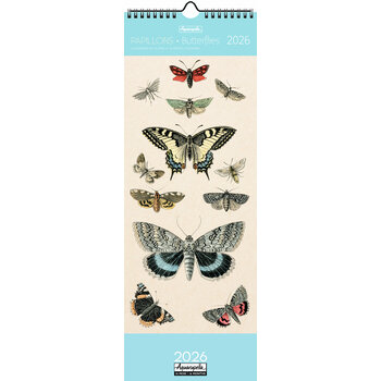 Calendriers Longs 41x17cm 16 mois 2025-2026 Papillons