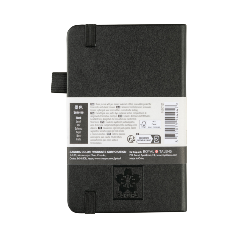SAKURA Carnet de Notes ligné Noir 9x14cm 140 g 80 Feuilles