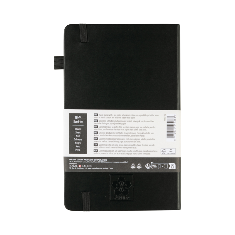 SAKURA Carnet de Notes ligné Noir 13x21cm 140 g 80 Feuilles