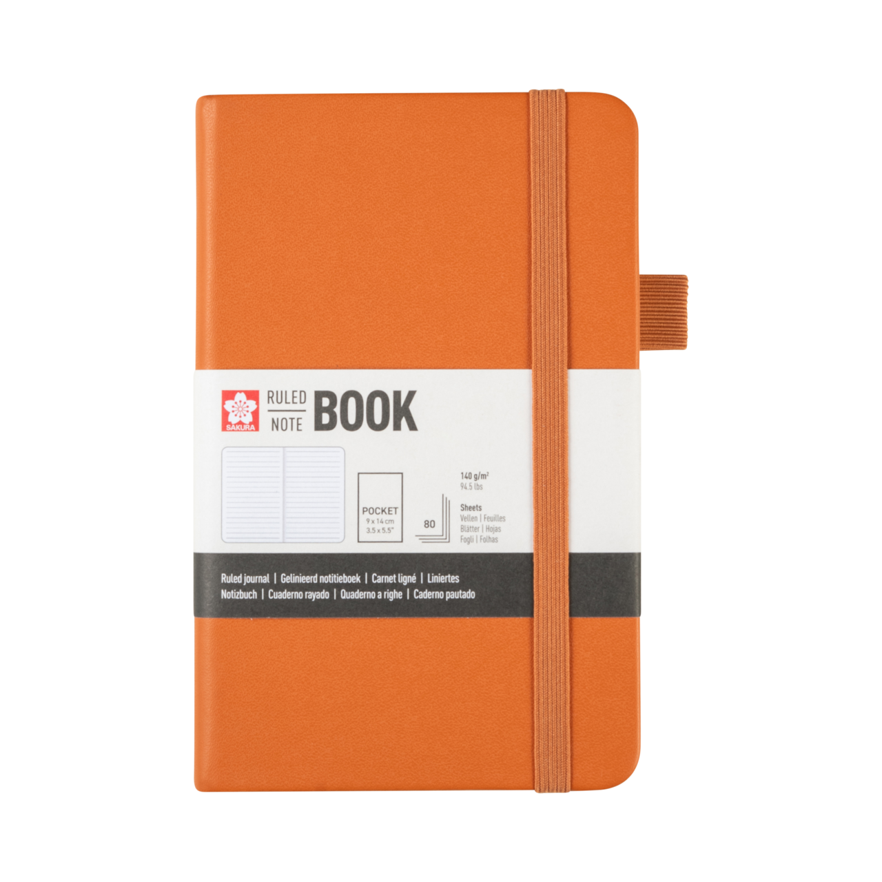 SAKURA Carnet de Notes ligné Ambre 9x14cm 140 g 80 Feuilles