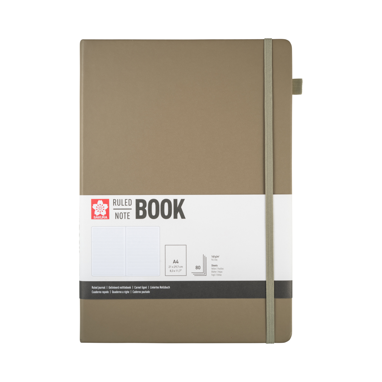 SAKURA Carnet de Notes ligné Cendre 21x30cm 140 g 80 Feuilles