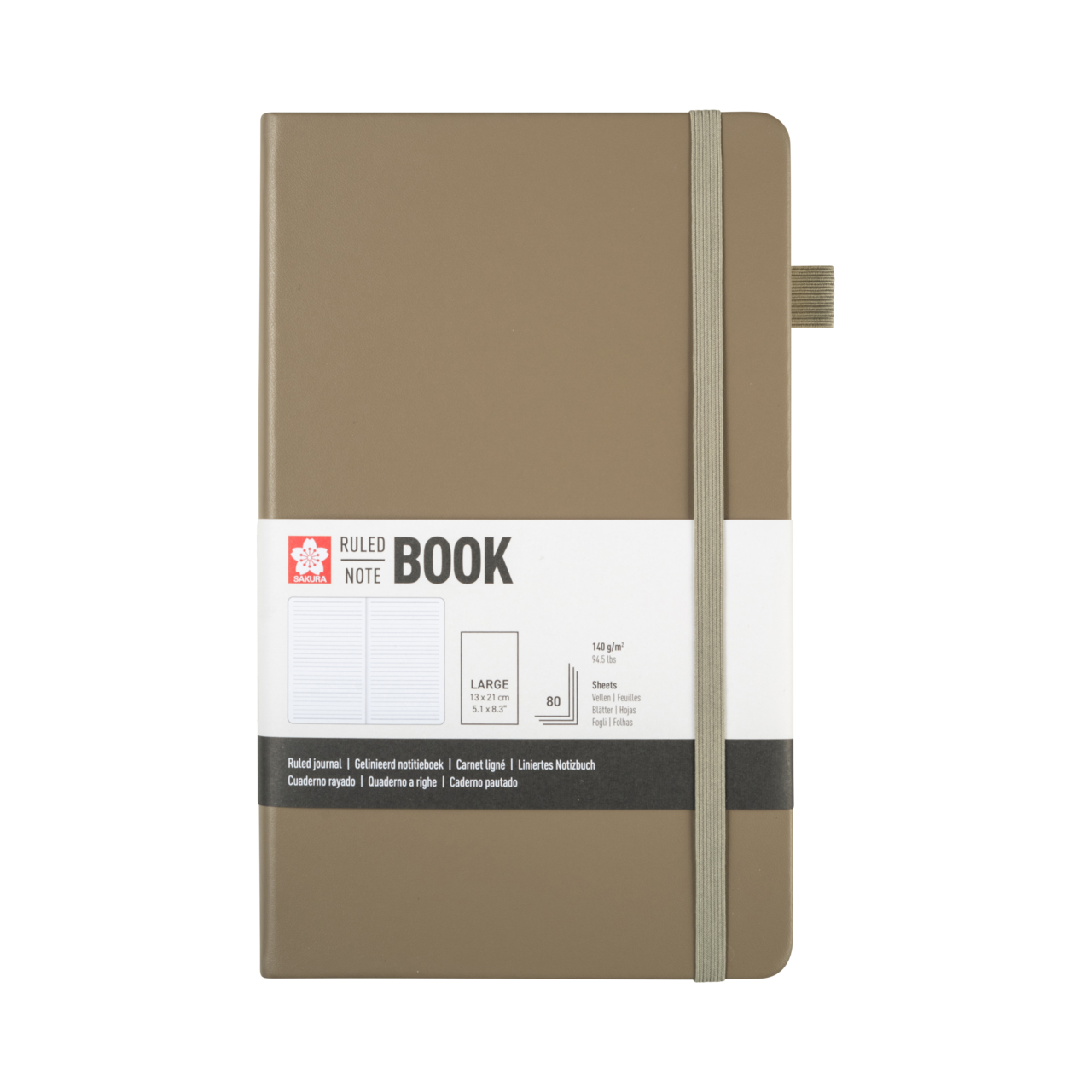 SAKURA Carnet de Notes ligné Cendre 13x21cm 140 g 80 Feuilles