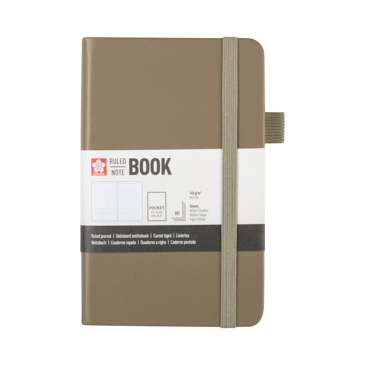 SAKURA Carnet de Notes ligné Cendre 9x14cm 140 g 80 Feuilles