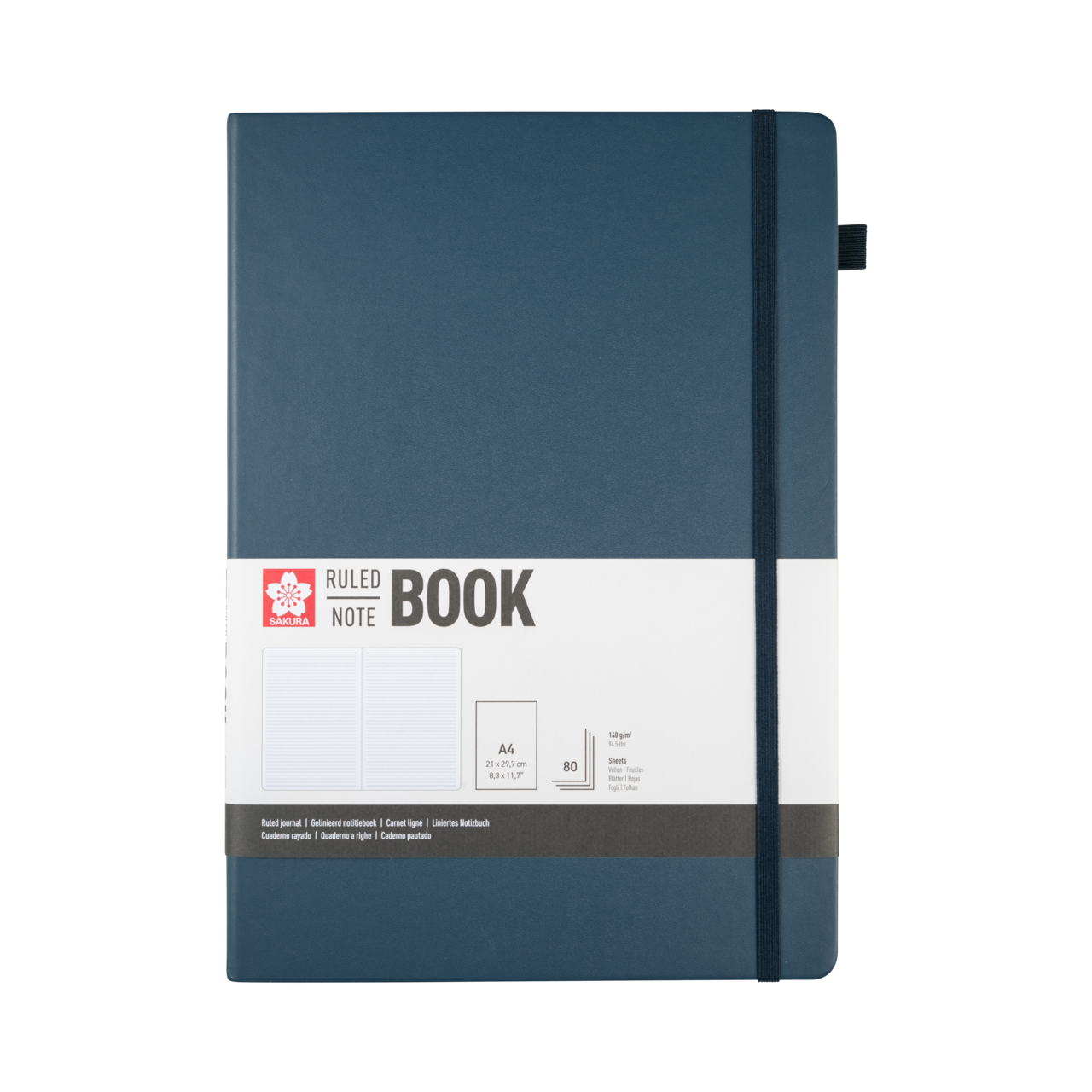 SAKURA Carnet de Notes ligné Indigo 21x30cm 140 g 80 Feuilles