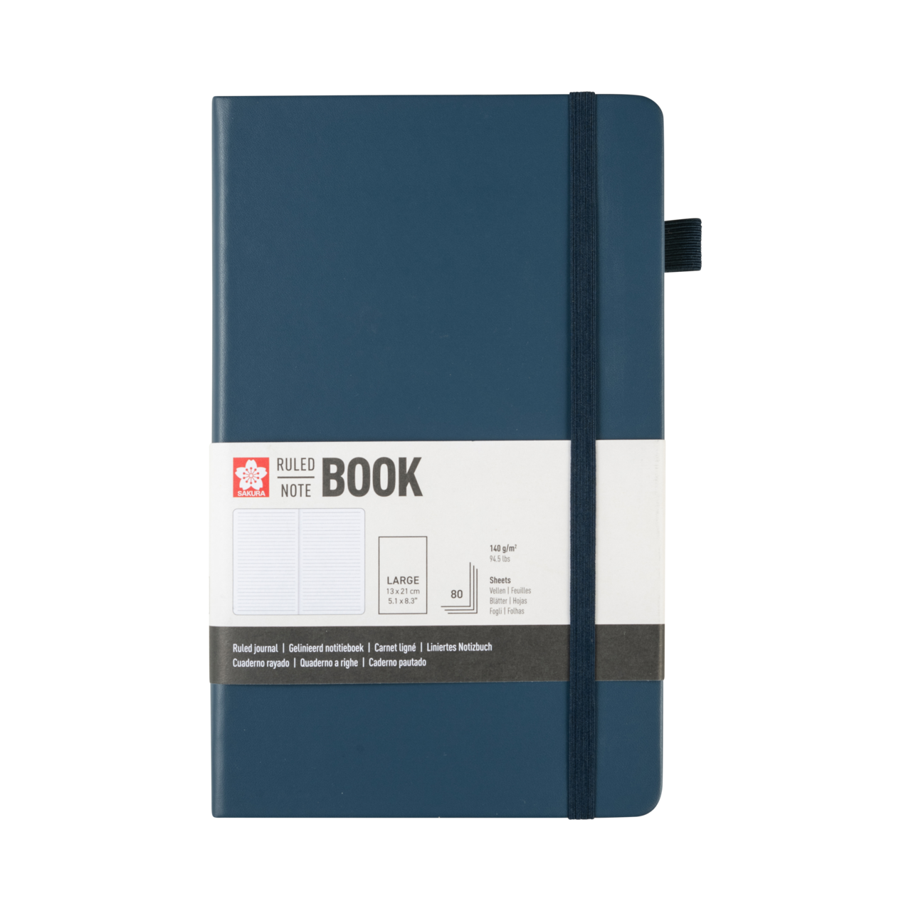 SAKURA Carnet de Notes ligné Indigo 13x21cm 140 g 80 Feuilles