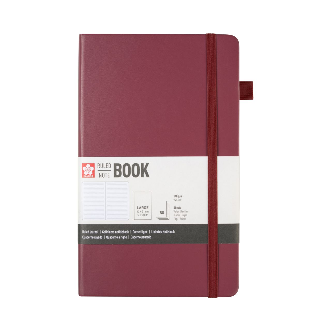 SAKURA Carnet de Notes ligné Mûrier 13x21cm 140 g 80 Feuilles