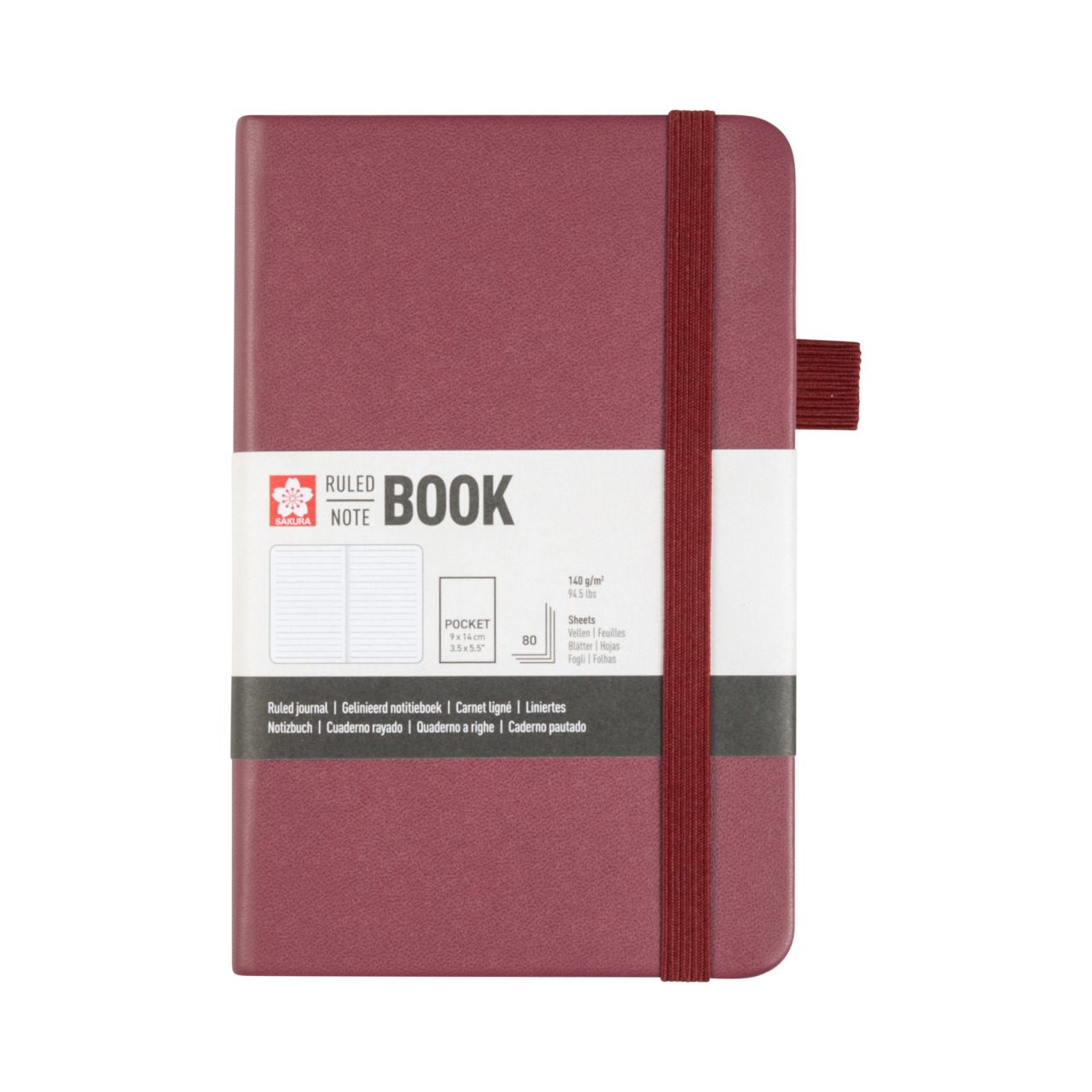 SAKURA Carnet de Notes ligné Mûrier 9x14cm 140 g 80 Feuilles