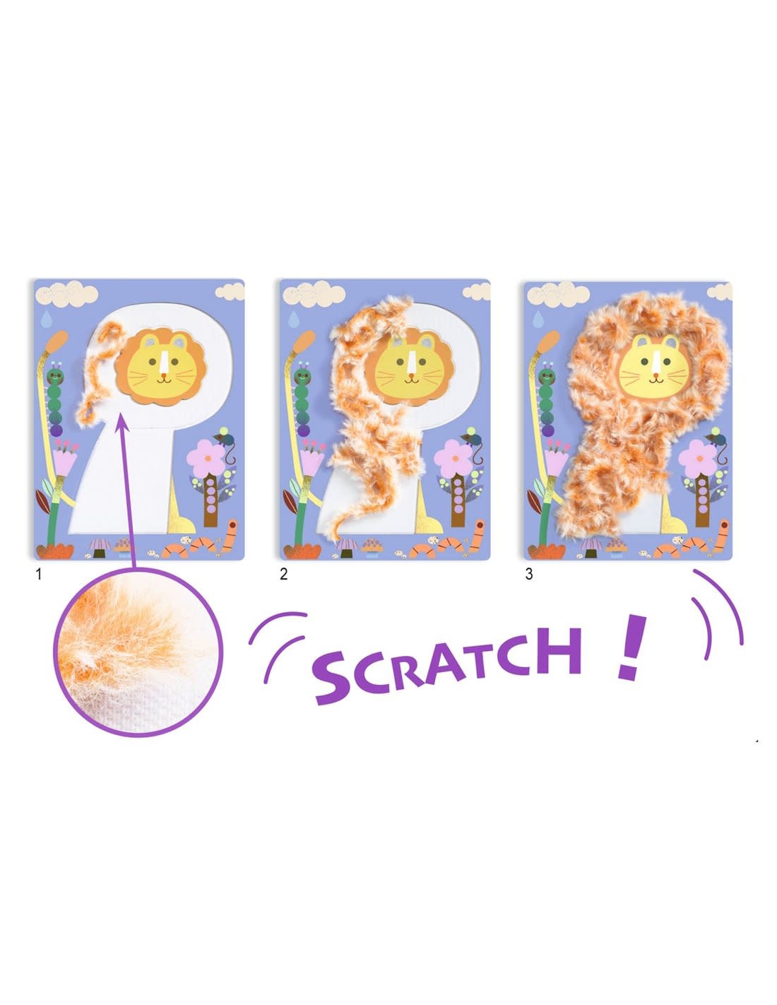 DJECO Laine & scratch - Tout poilus ! Les Petits - Collages