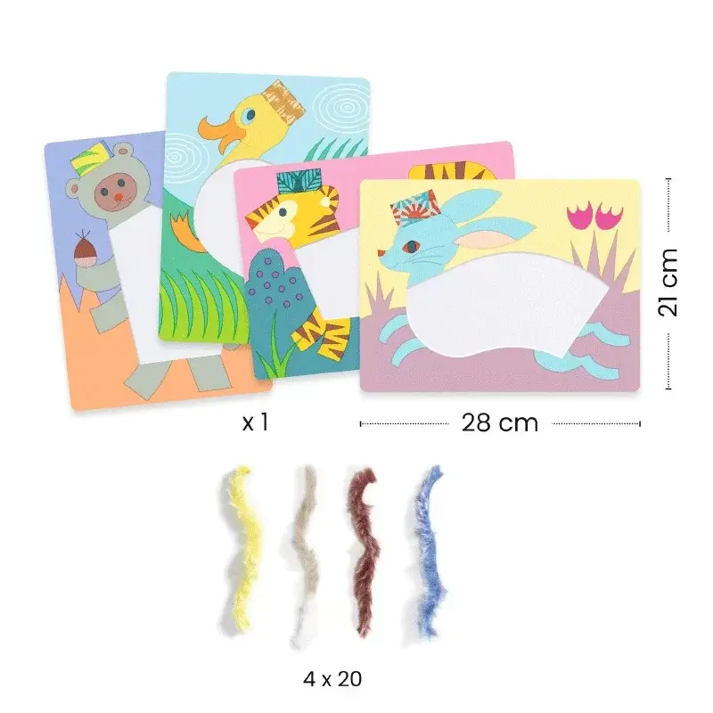 DJECO Laine & scratch - Avec un chapeau Les Petits - Collages