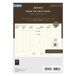 FILOFAX Recharge Semaine sur deux pages Crème - multilingue - A5 - 2026
