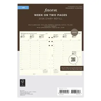 FILOFAX Recharge Semaine sur deux pages Crème - multilingue - A5 - 2026