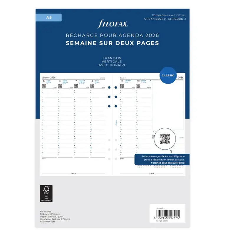 FILOFAX Recharge Semaine sur deux pages - Français - A5 - 2026