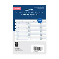 FILOFAX Recharge Pocket 2026 Planning Annuel Vertical Blanc Français