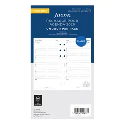 FILOFAX Recharge Personal 2026 1Jour/Page Heures Français