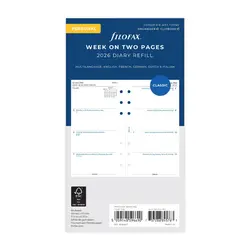 FILOFAX Recharge Personal 2026 semainier horizontal sur 2 pages Multilangue