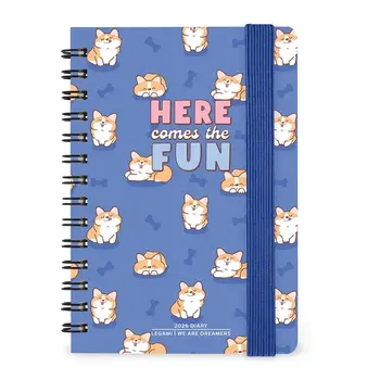 LEGAMI Agenda 12 Mois - 2026 - Small Weekly Spiral Bound - Corgi
