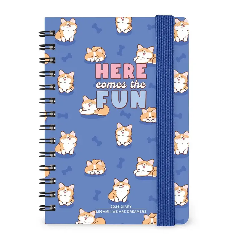 LEGAMI Agenda 12 Mois - 2026 - Small Weekly Spiral Bound - Corgi