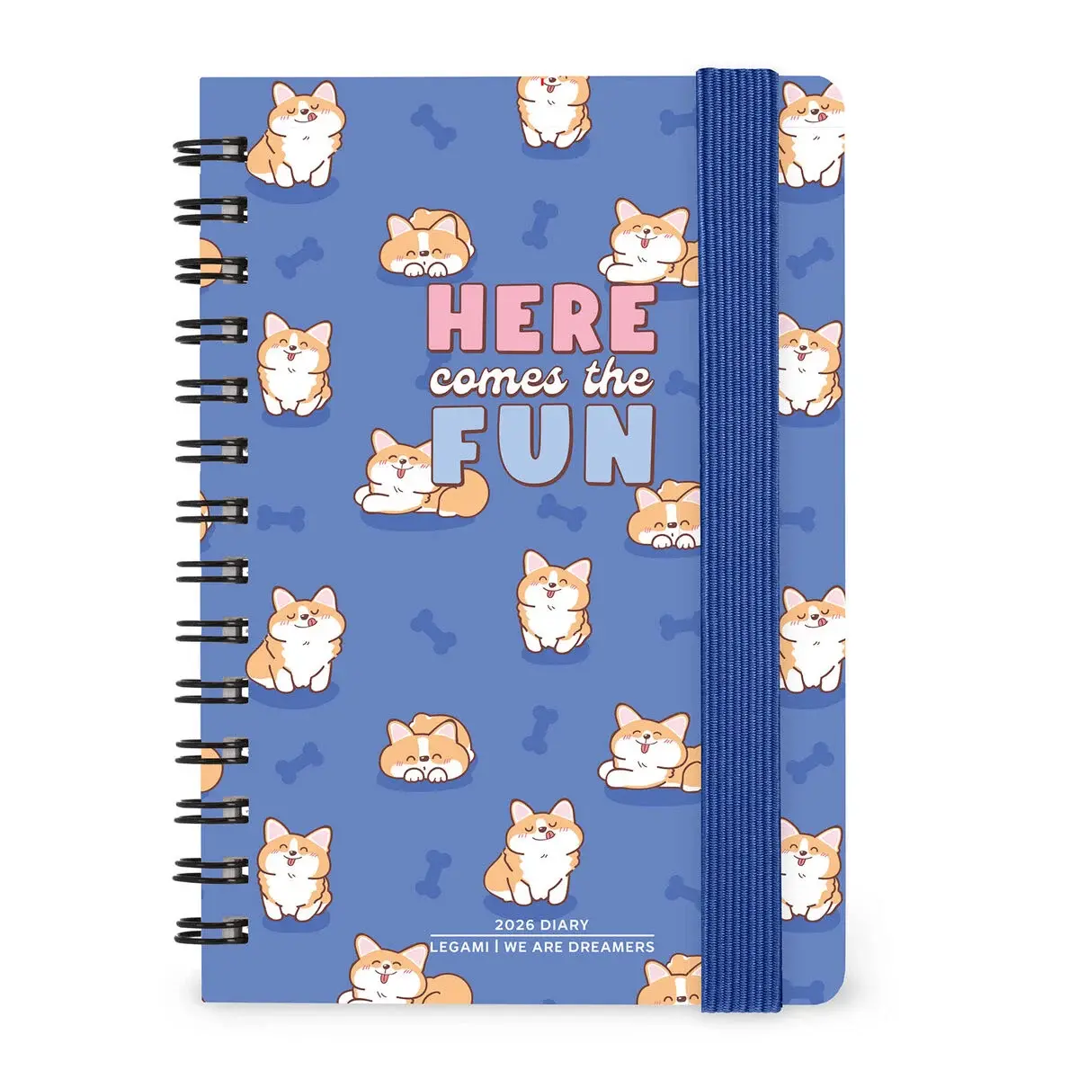 LEGAMI Agenda 12 Mois - 2026 - Small Weekly Spiral Bound - Corgi