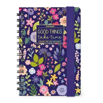 LEGAMI Agenda 12 Mois - 2026 - Small Weekly Spiral Bound - Flowers