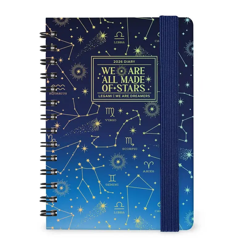 LEGAMI Agenda 12 Mois - 2026 - Small Weekly Spiral Bound - Stars