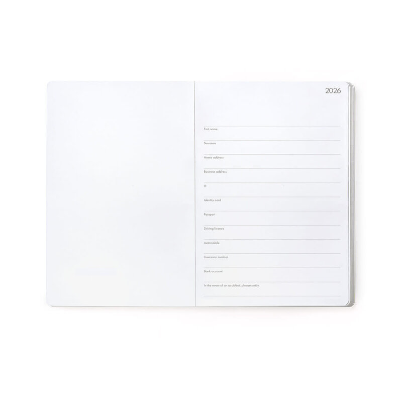 LEGAMI Agenda 12 Mois - 2026 - Medium Photo Weekly Diary - Flowers