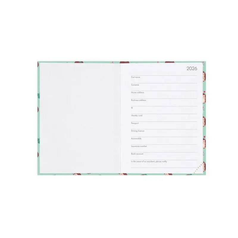 LEGAMI Agenda 12 Mois - 2026 - Mini Photo Weekly Diary - Hedgehog