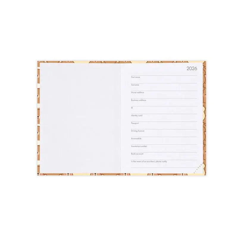 LEGAMI Agenda 12 Mois - 2026 - Mini Photo Weekly Diary - Teddy Bear