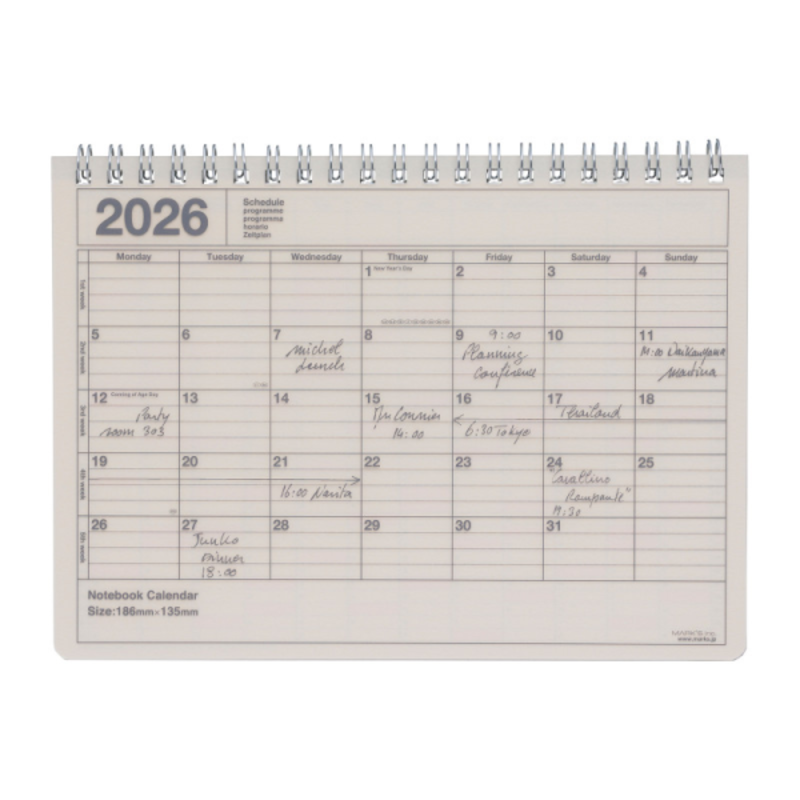 MARK'S EUROPE 2026 Notebook Calendar S /Ivory