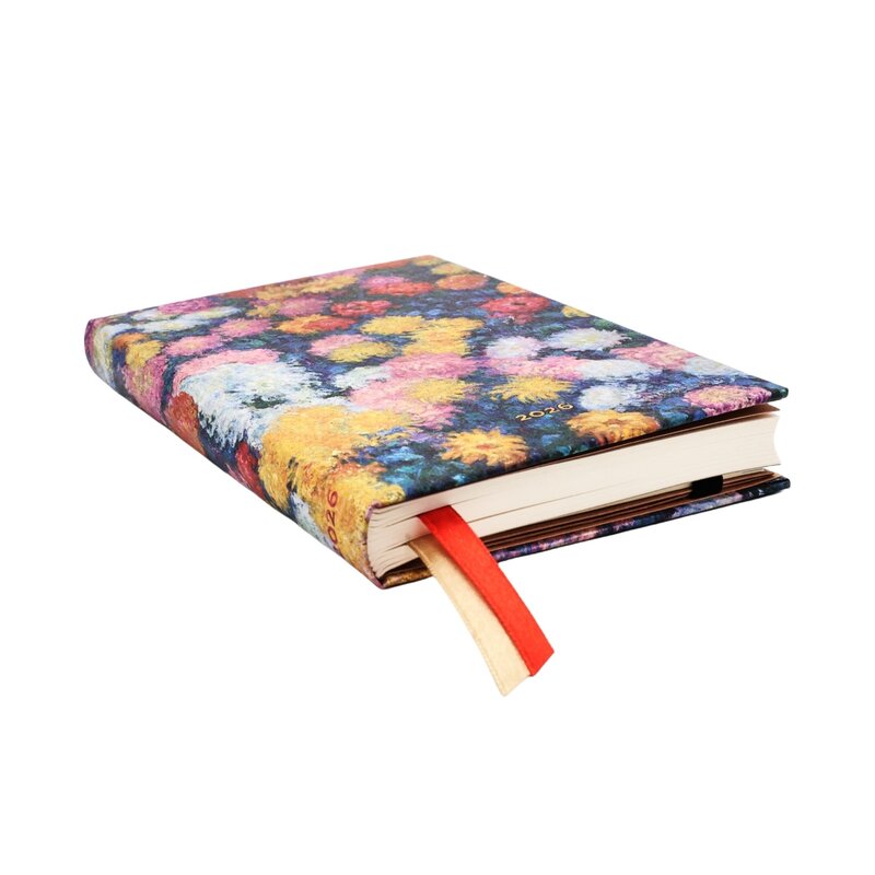 PAPERBLANKS Agenda Semainier Vertical - 2026 12-Mois Monet’s Chrysanthemums Mini