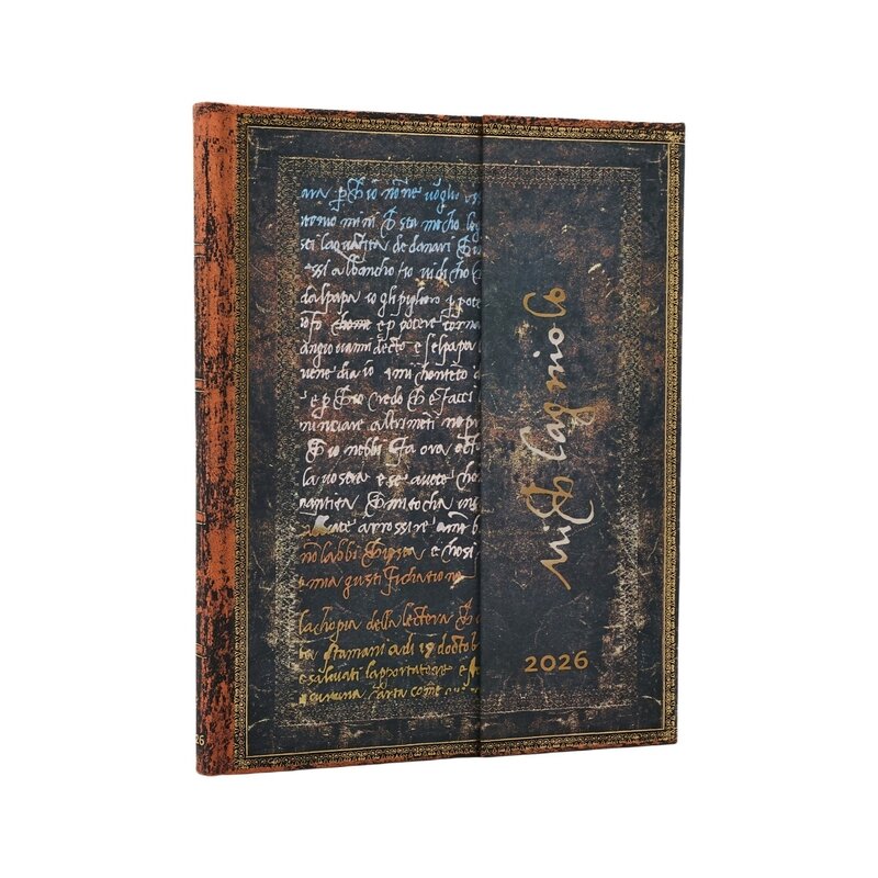 PAPERBLANKS Agenda Semainier Vertical - 2026 12-Mois Michelangelo Handwriting Ultra
