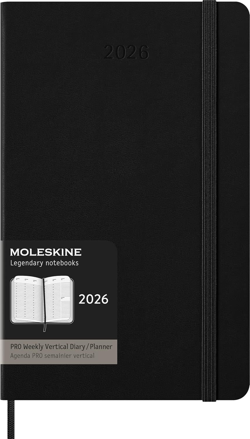 MOLESKINE Agendas 12 Mois Pro Semainier Vertical Grand Format 13x21cm Rigide Noir