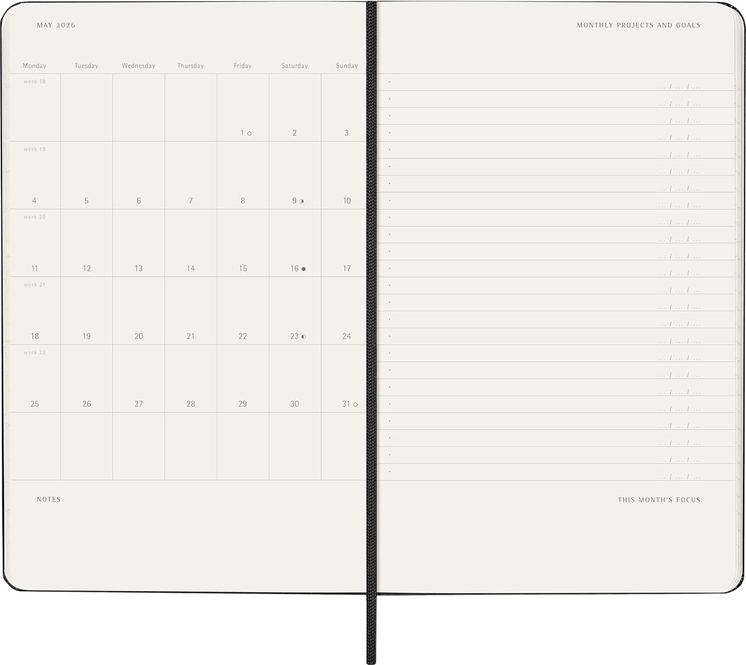 MOLESKINE Agendas 12 Mois Pro Semainier Vertical Grand Format 13x21cm Rigide Noir