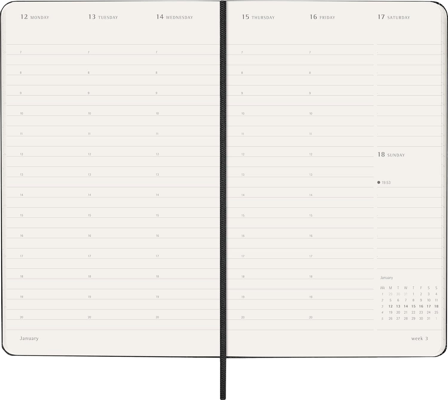 MOLESKINE Agendas 12 Mois Pro Semainier Vertical Grand Format 13x21cm Rigide Noir