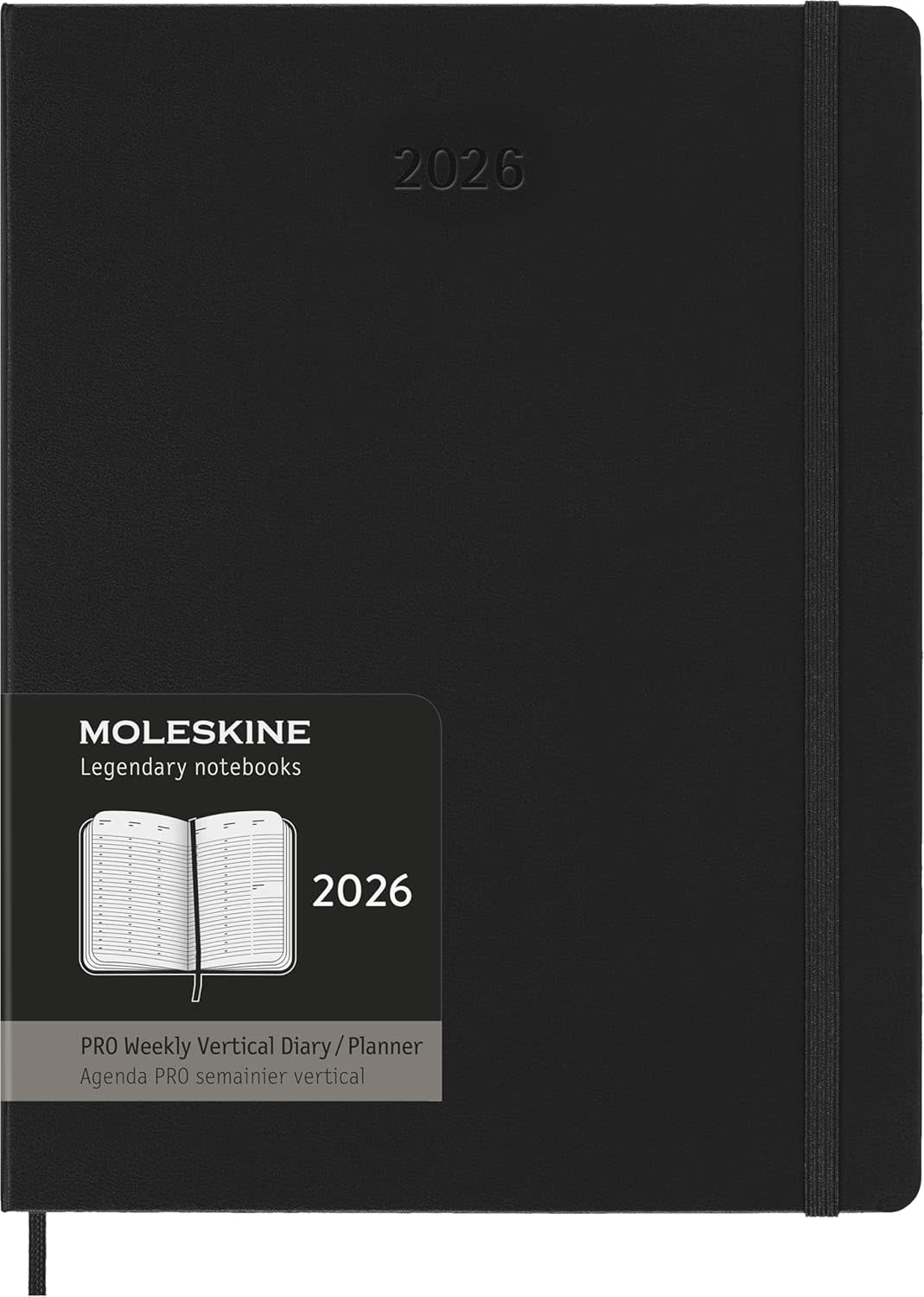 MOLESKINE Agendas 12 Mois Pro Semainier Vertical Format Xl 19x25cm Rigide Noir