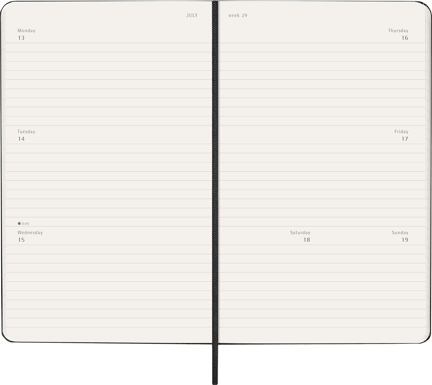 MOLESKINE Agendas 12 Mois Semainier Horizontal Grand Format 13x21cm Rigide Noir