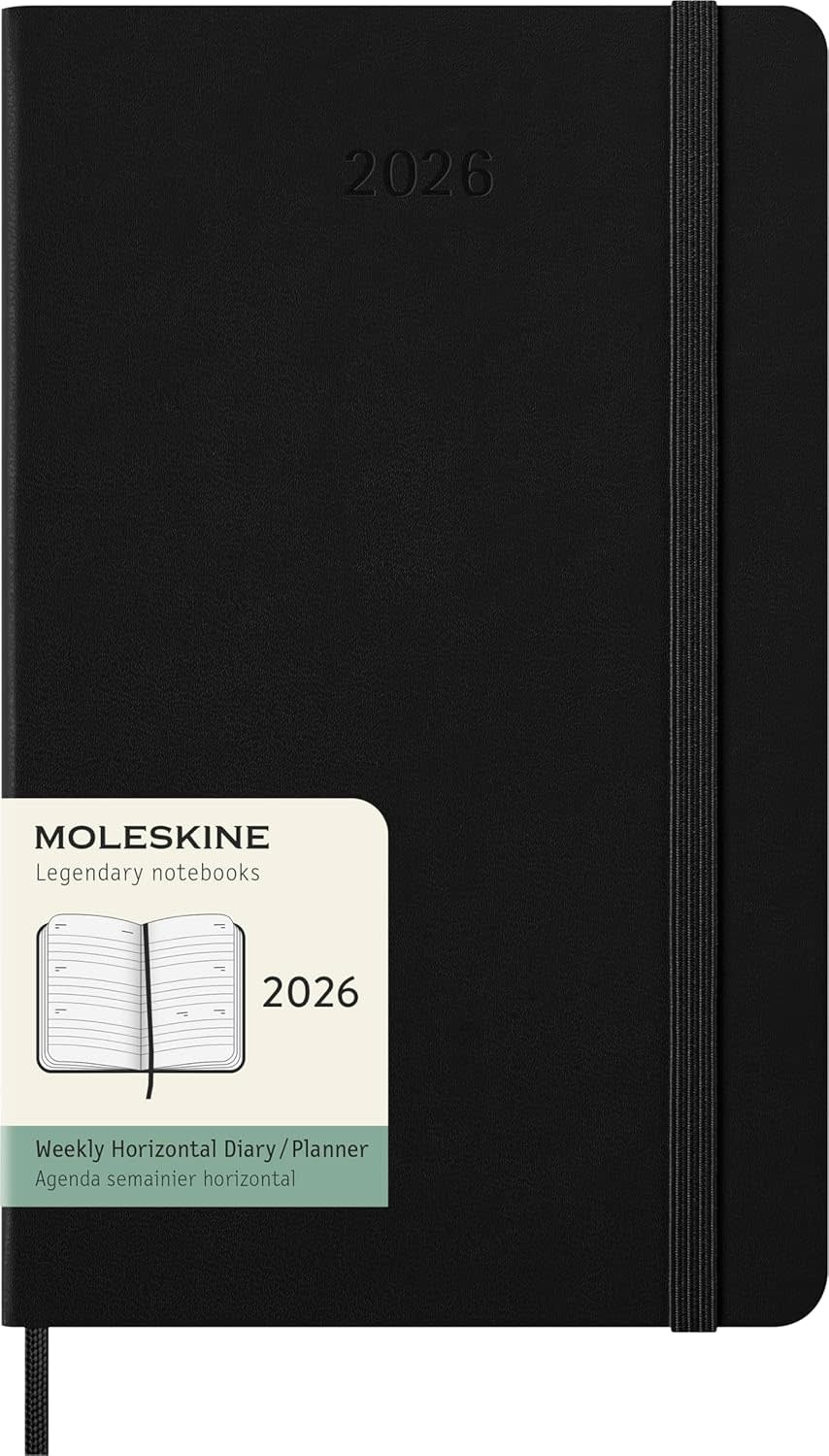 MOLESKINE Agendas 12 Mois Semainier Horizontal Grand Format 13x21cm Rigide Noir