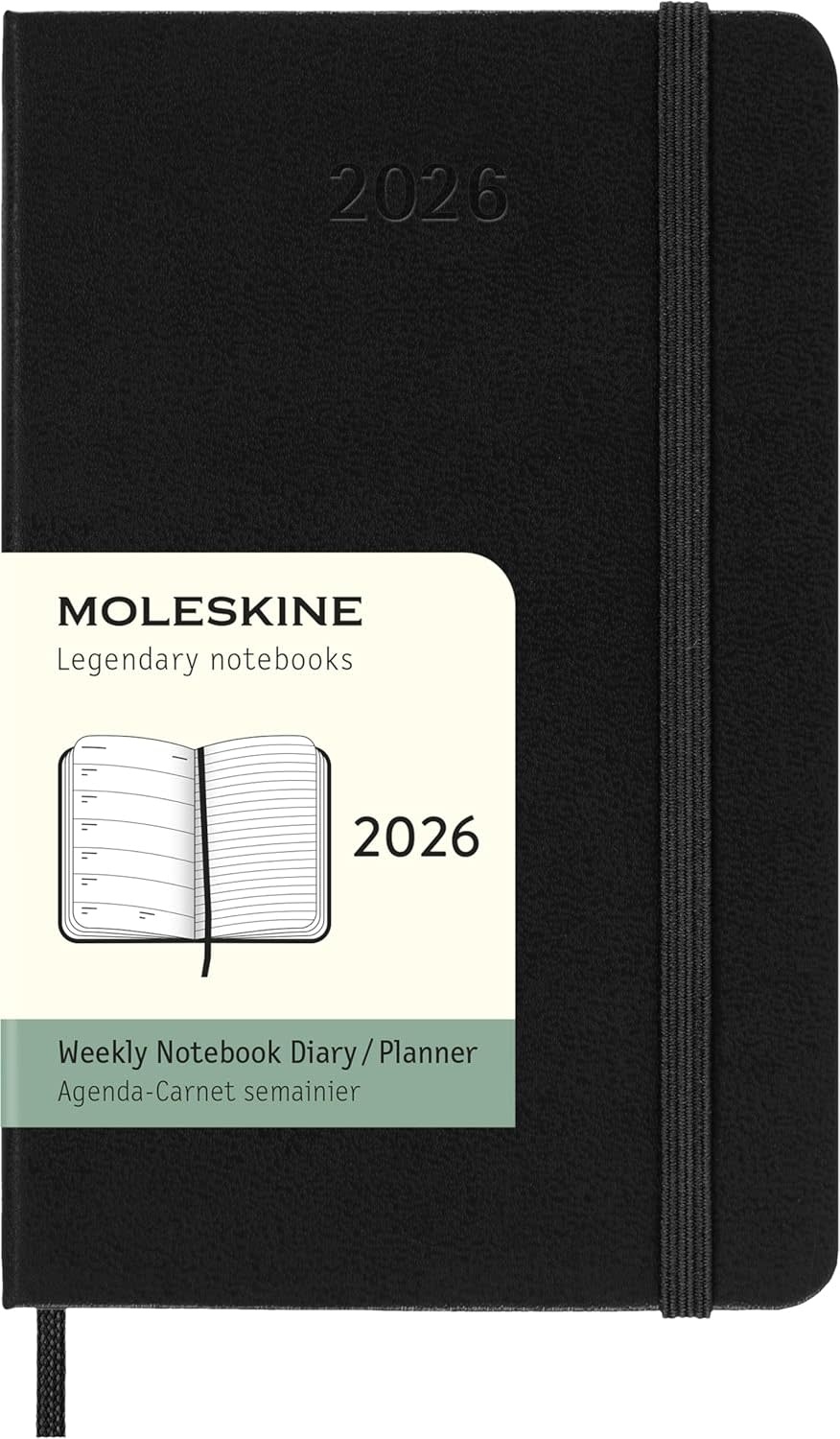 MOLESKINE Agendas 12 Mois Semainier Format Poche 9x14cm Rigide Noir