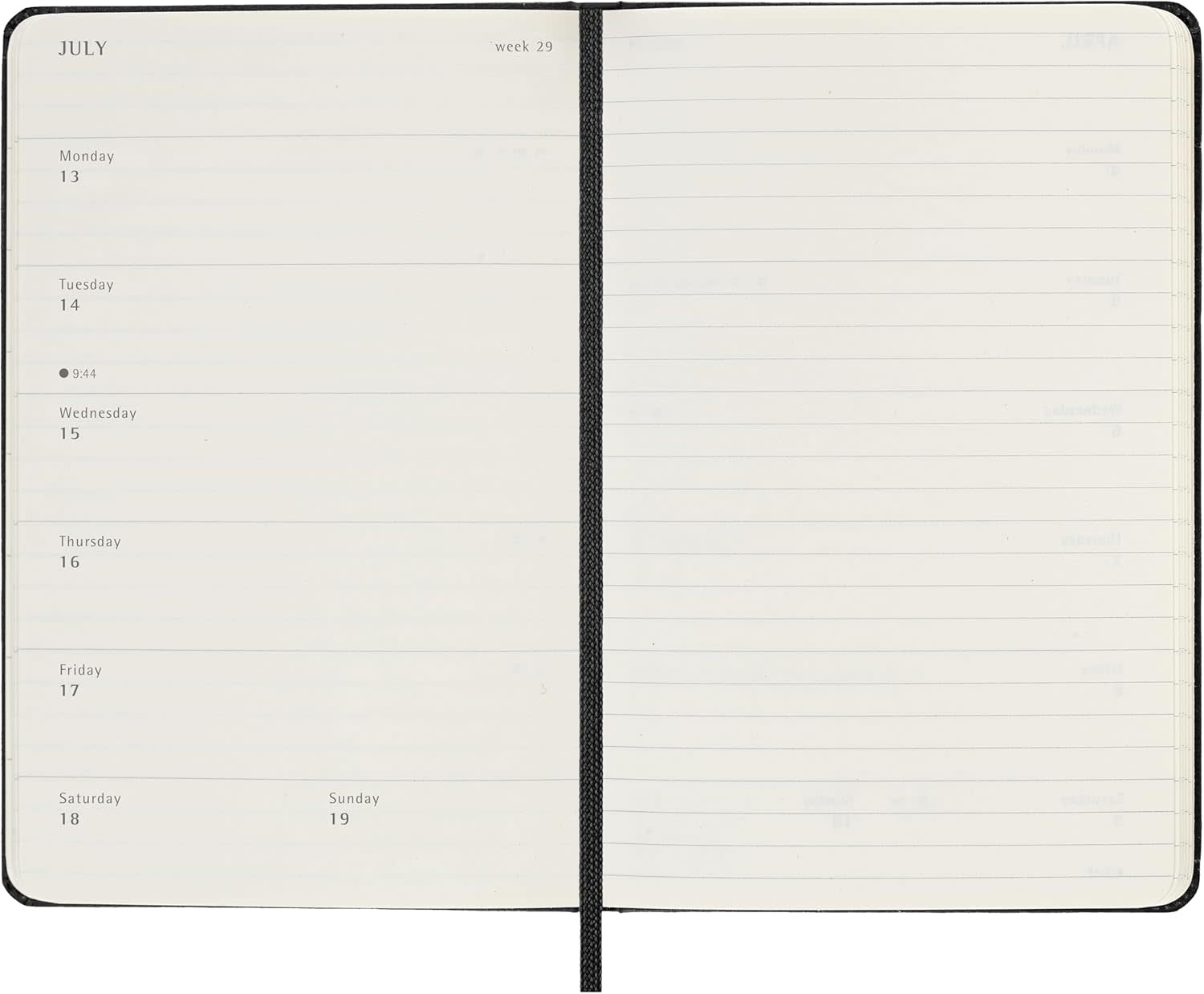 MOLESKINE Agendas 12 Mois Semainier Grand Format 13x21cm Rigide Noir